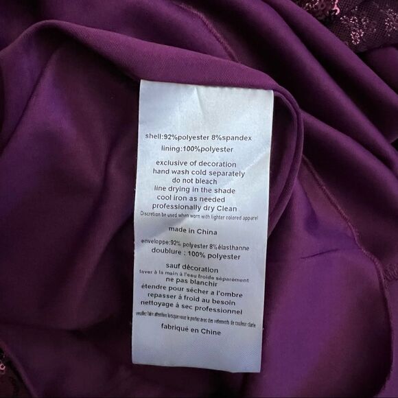 DB studio pattern sequin illusion plunge dress - Picture 12 of 13